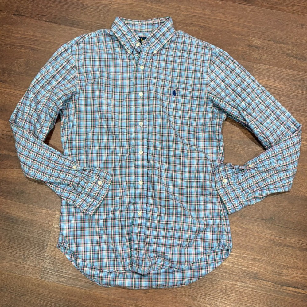 Ralph Lauren Heritage Retro Tartan Plaid Button Down Shirt Preppy Slim Fit M